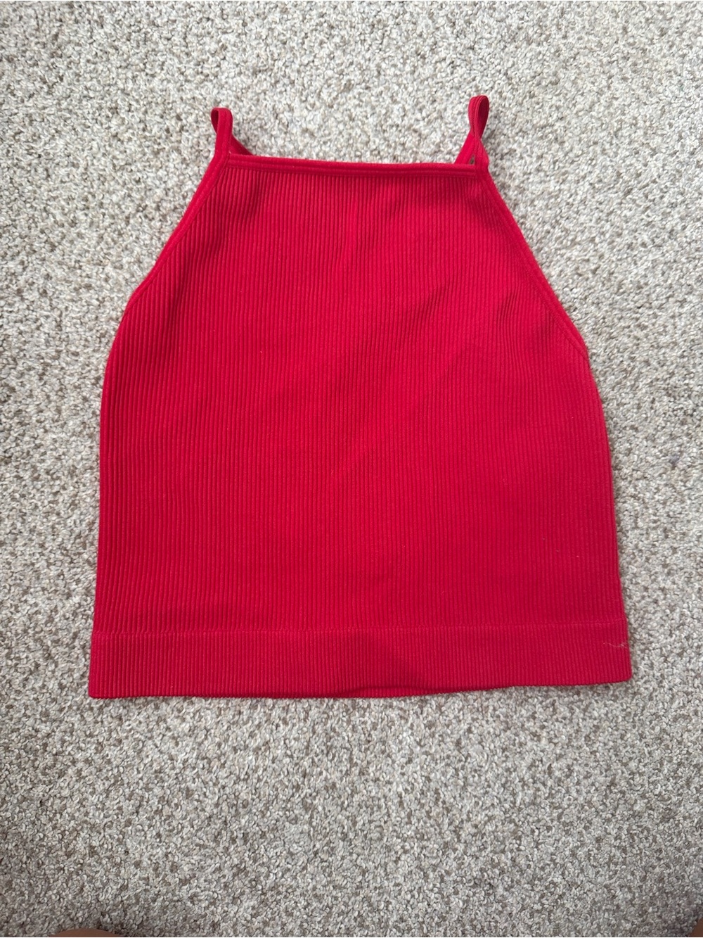Zenana Outfitters Red Ribbed Halter Crop Tank